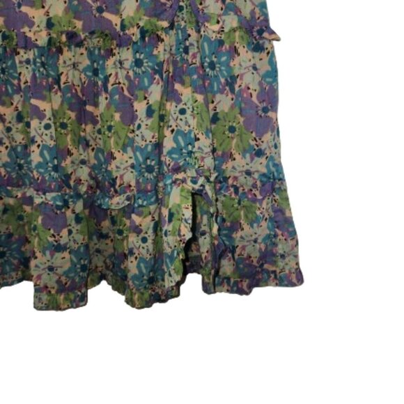 Marc Jacobs Vintage Boho Floral Ruffle Tiered Ruched Slit Scallop Mini Skirt - Picture 5 of 8